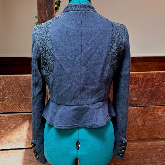 Free People Double Breasted Military Blazer Jacket w/ Lace Panels We The Free - Picture 10 of 13